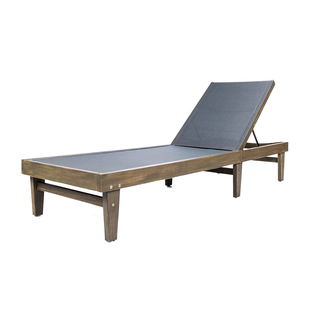 Gray Acacia Wood Mesh Chaise Lounge Y138596