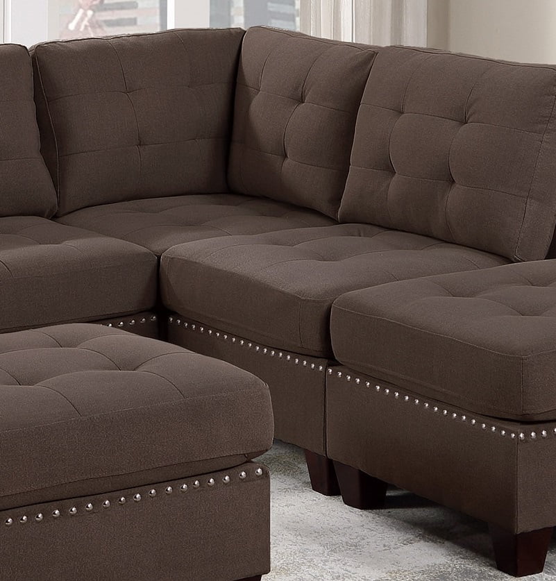 Black Linen Like 6pc Modular Sectional Set Y458321