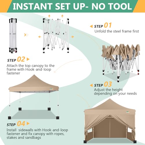 10x30 Pop Up Canopy Tent with 8 Removable Sidewalls, White Q1624