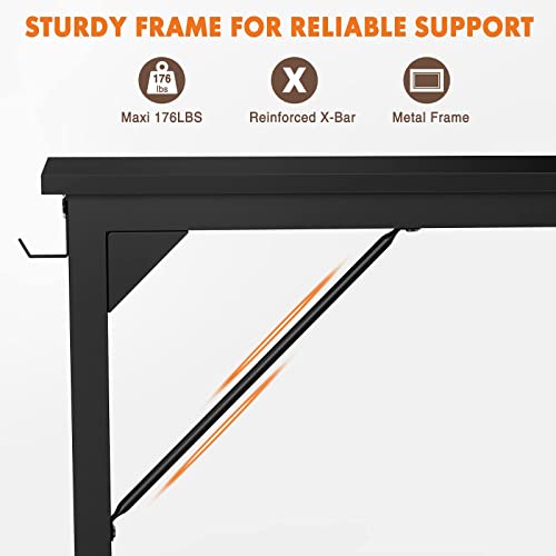 32 Inch Small Computer Office Desk with Storage Bag & Headphone Hooks K9781