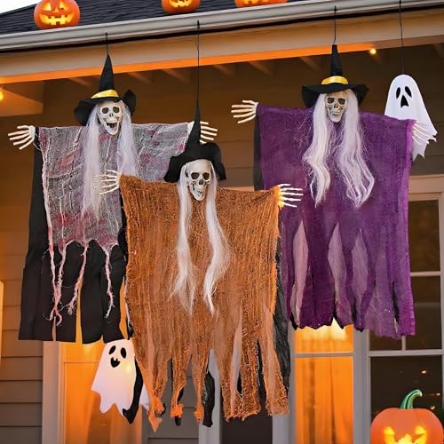 3 Pack Skeleton Ghosts Hanging Halloween Decorations Y56076