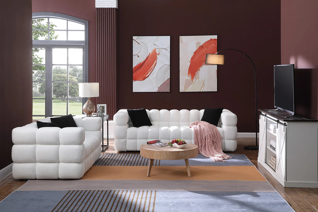White 3+2 Sofa Set G1328