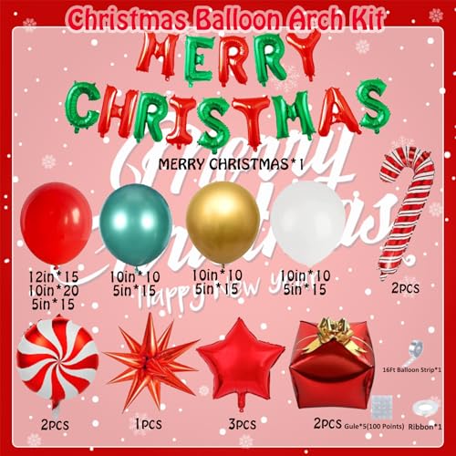 143 Pcs Christmas Balloon Garland Arch Kit I3686