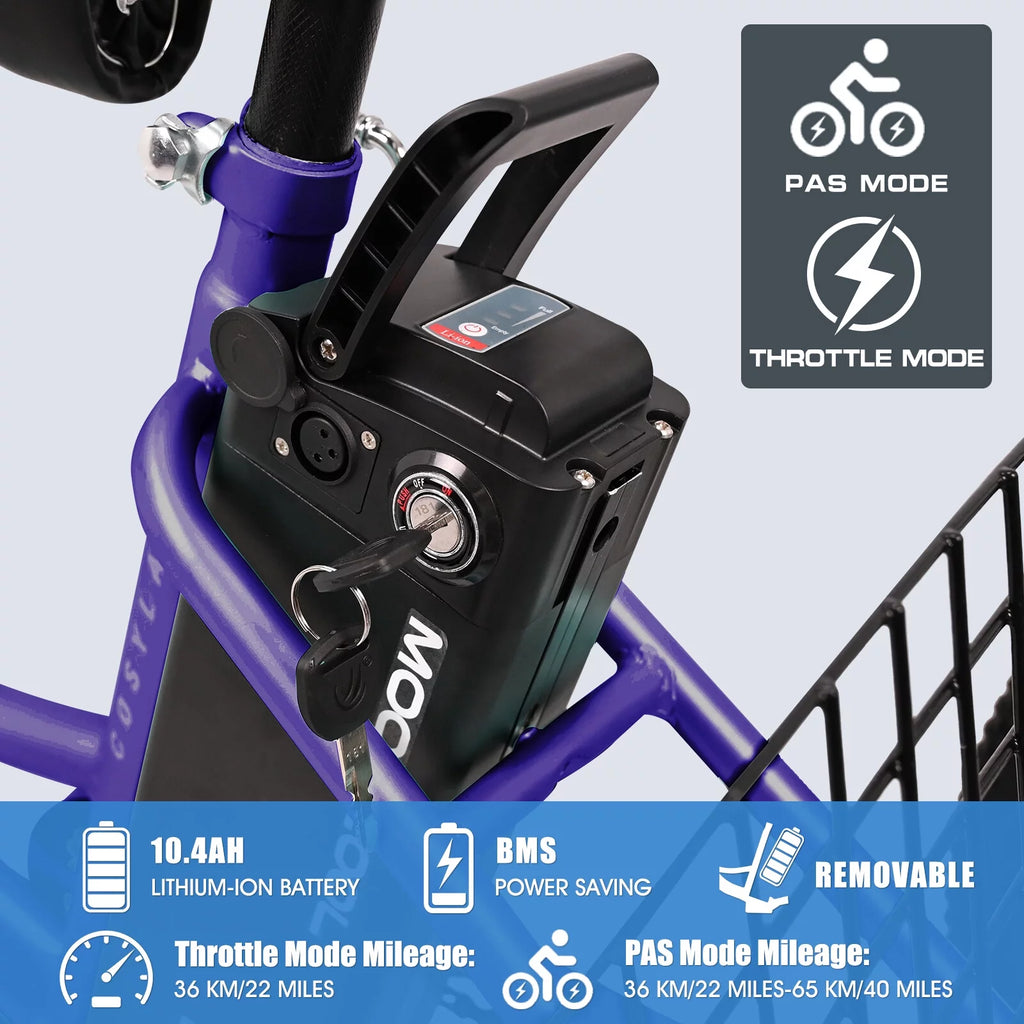 24'' 500W 7-Speed Electric Tricycle with Removable Battery I9547