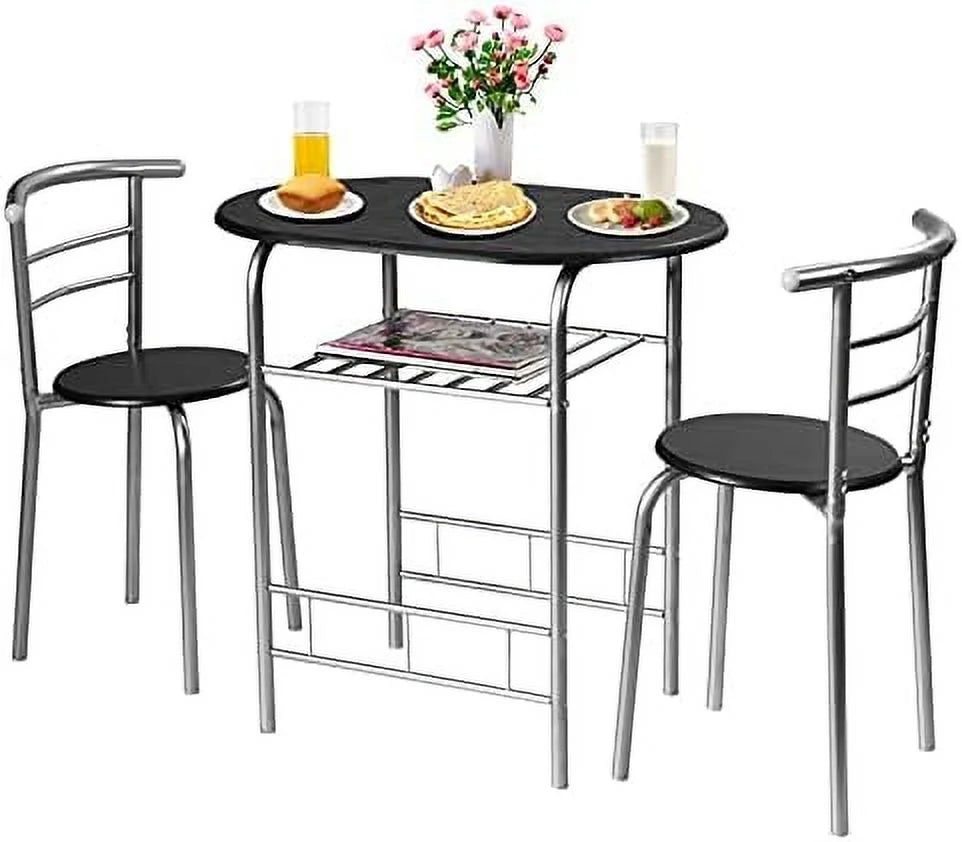 3 Piece Round Dining Table Set with 2 Stools R33897