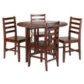 Round Drop Leaf Table with 4 Ladder Back Chairs, 5 Piece N19482