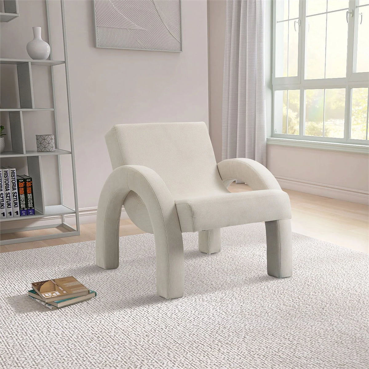 Cream Corduroy Accent Chair O3667