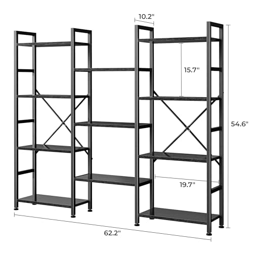 4 Tier Rustic Brown Bookshelf with 11 Open Shelves P100