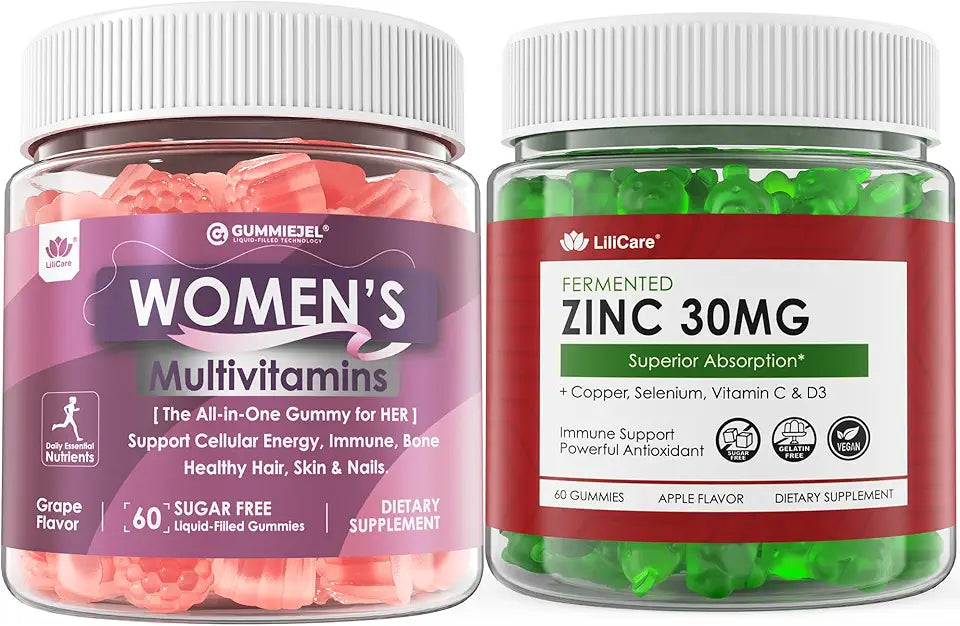 Sugar Free Zinc Gummies 2 Pack + Womens Multivitamin Gummy 1 Pack A105910