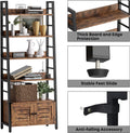4 Shelf Rustic Brown Bookshelf with Cabinet A812696