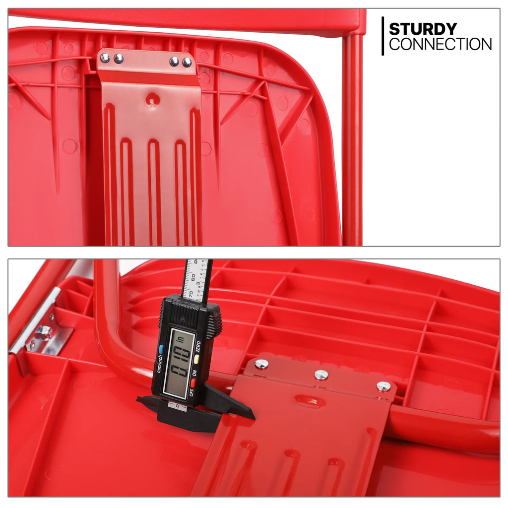 11 Pieces 4.5 Ft White Foldable Plastic Table and 10 Red Chair Set V8039