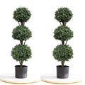 Set of 2 47 inch Artificial Boxwood Topiary Ball Tree D2838