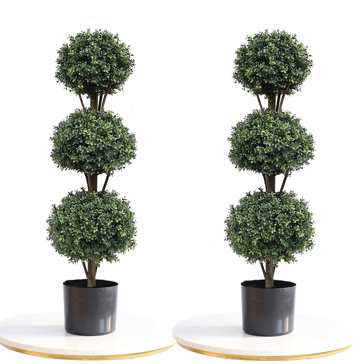 Set of 2 47 inch Artificial Boxwood Topiary Ball Tree D2838