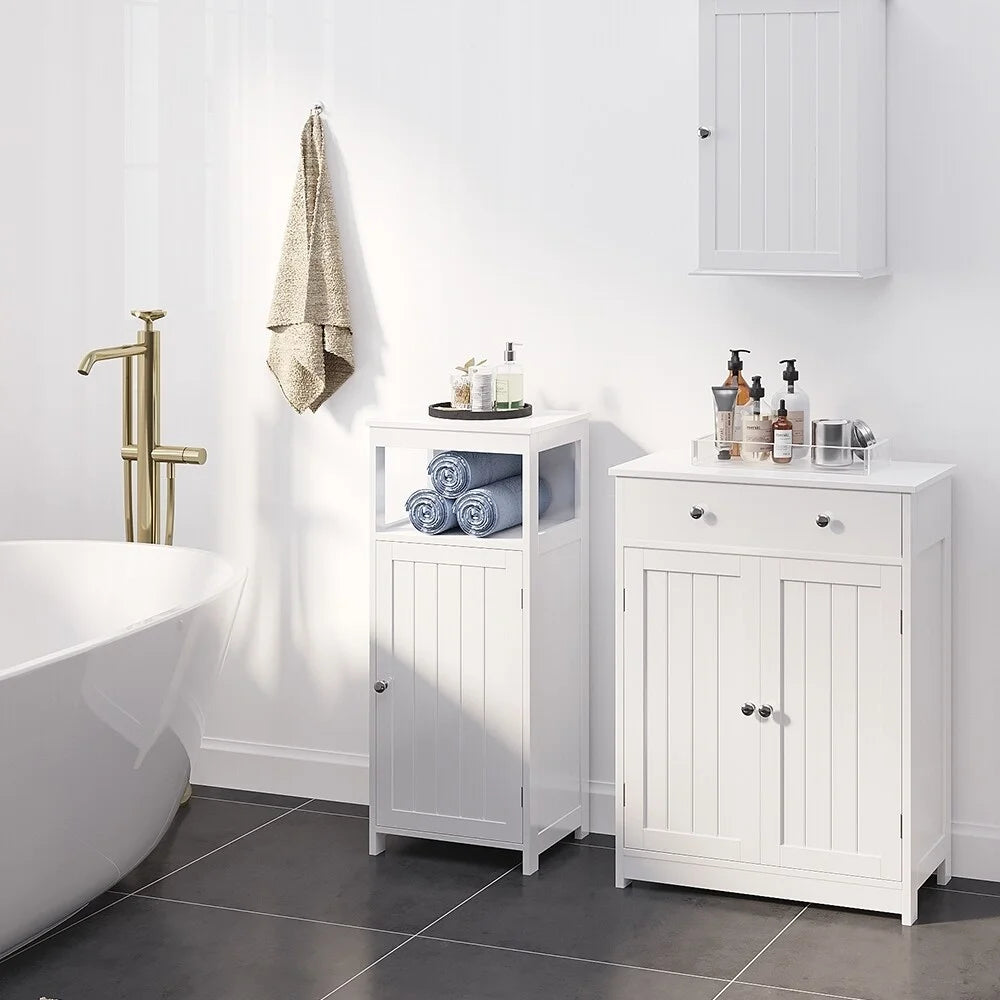 Free Standing Bathroom Cabinet with 1 Drawer 2 Doors White J736145