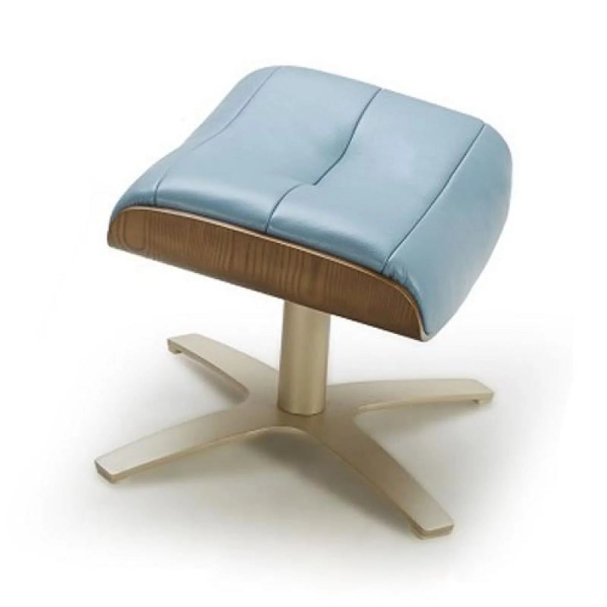 Blue Italian Leather Lounge Chair with Ottoman 2 Pcs P25406