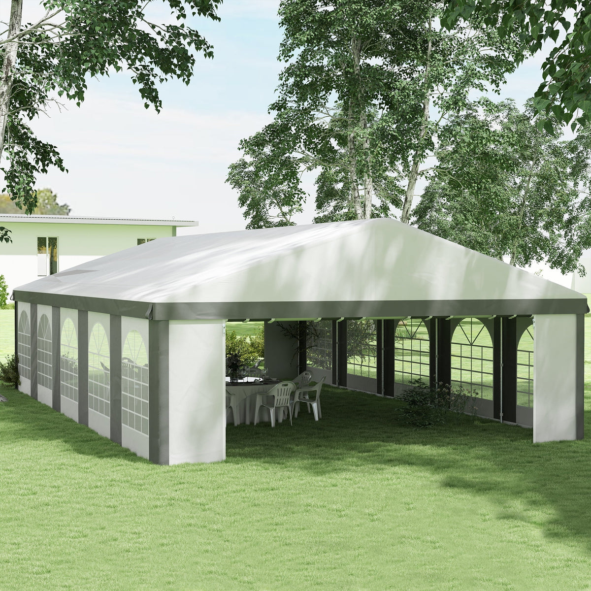 20' x 33' Heavy-duty Large Tent with Sidewalls, Gray W86323