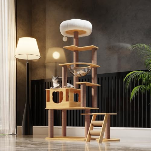 65-Inch Wood Cat Tree Tower with Condo C2469