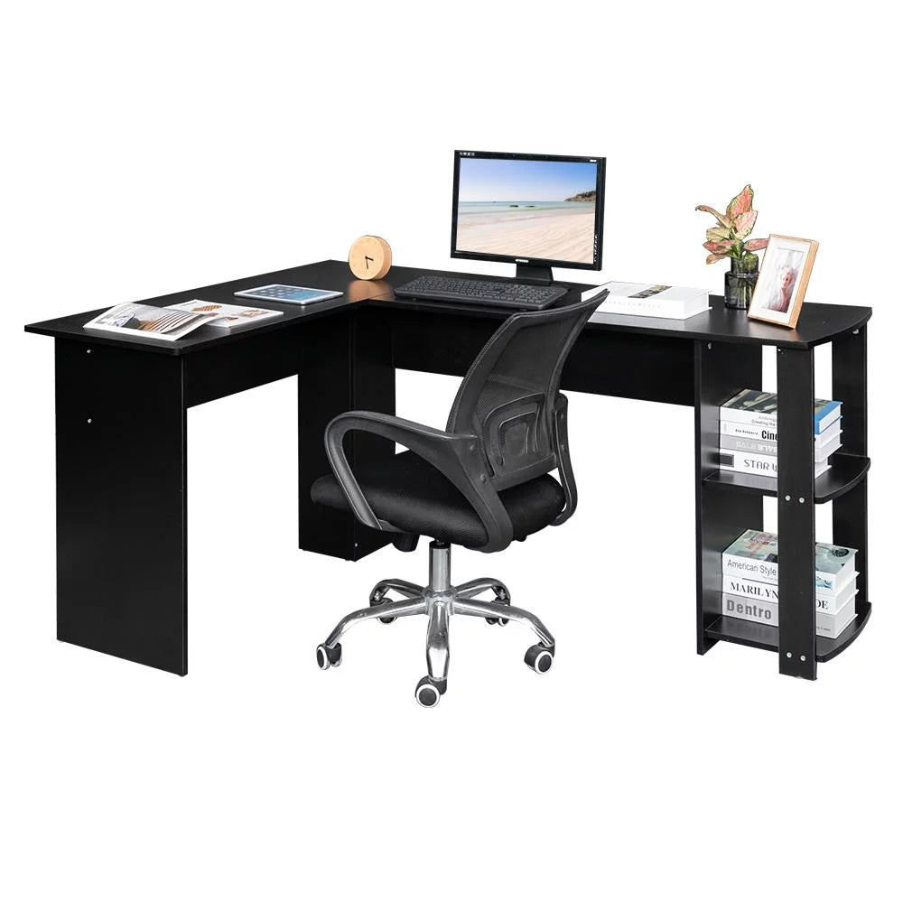 L-Shaped Computer Desk with Bookshelves N6123