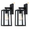 2 Pack Matte Black Waterproof Outdoor Wall Lights with Clear Glass Shade C9751