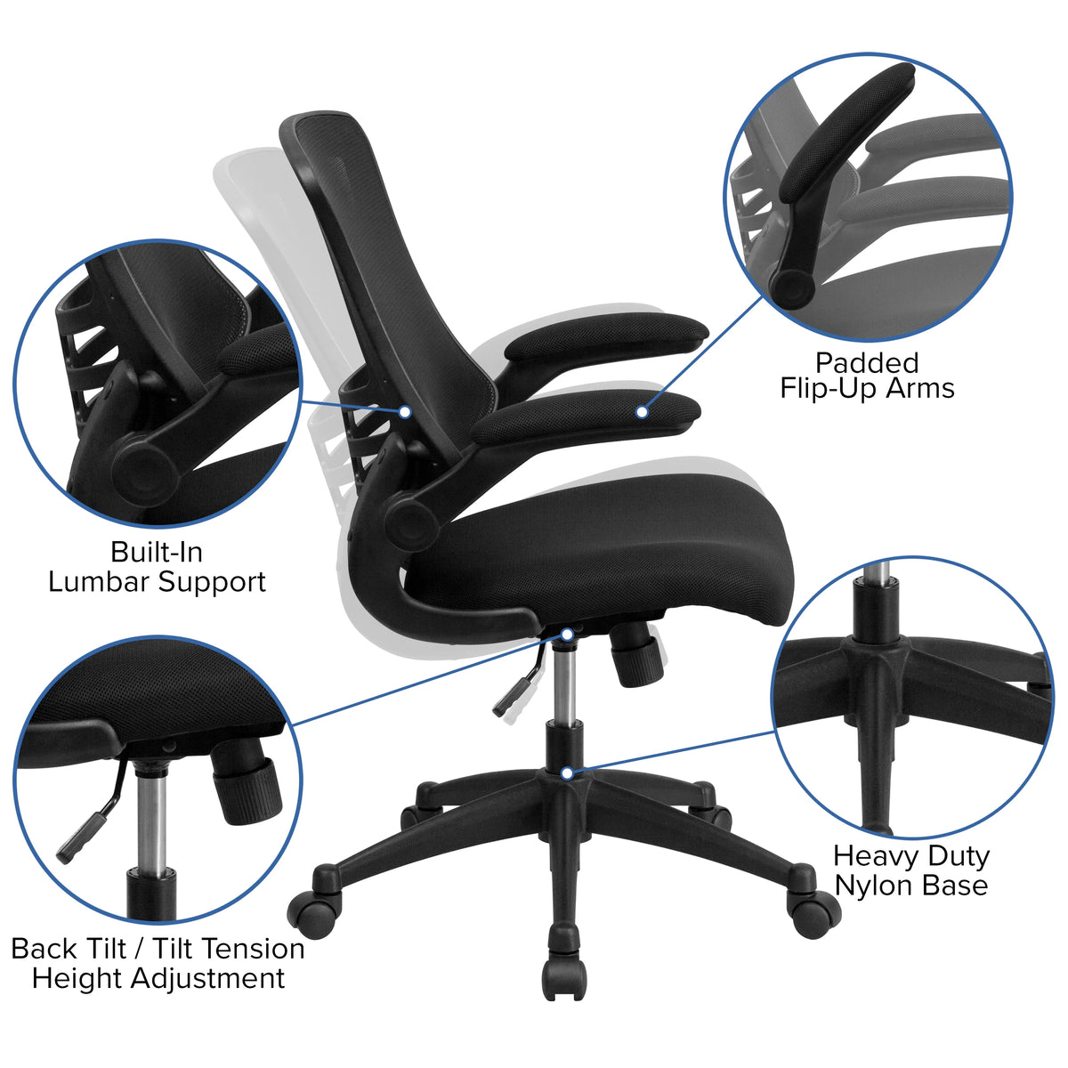 Adjustable Computer Desk, Ergonomic Mesh Office Chair and Mobile Filing Cabinet W943