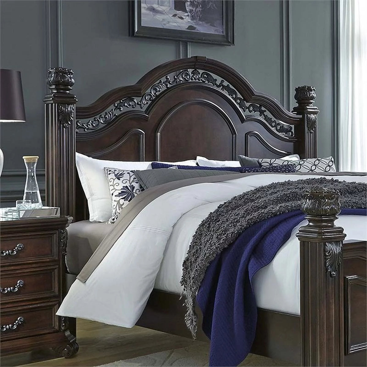 Dark Brown Wood Queen Headboard S26808