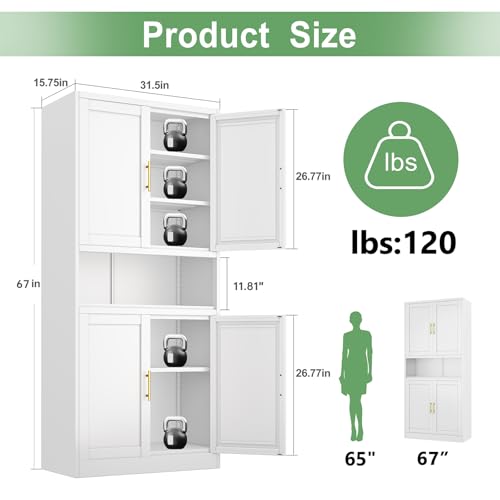 Tall Narrow Storage Cabinet 4 Adjustable Shelves Green H66773