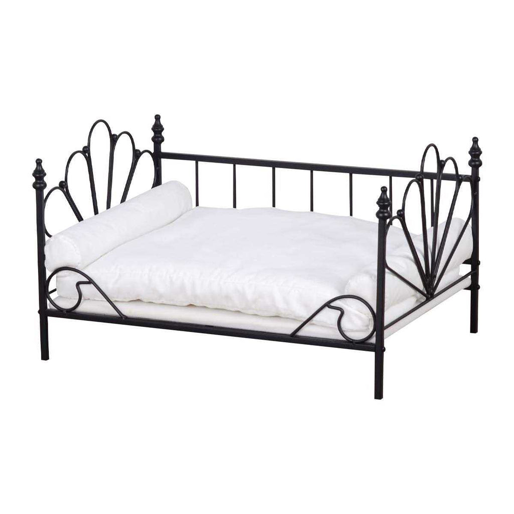 Dog Bed with Metal Frame and White Velvet Cushion V267