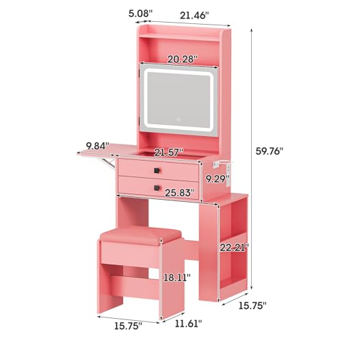 White Makeup Vanity Desk with Lighted Mirror and Chair X99870