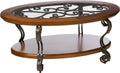 Oval Coffee Table with Glass Top and 1 Shelf K57603