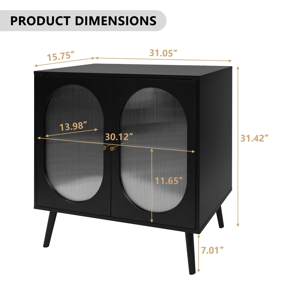 Black Sideboard and Buffets with 2 Doors and Adjustable Shelves U78885
