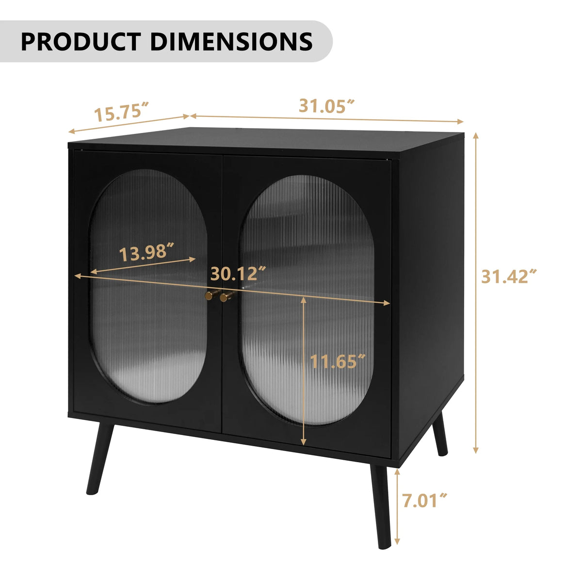 Black Sideboard and Buffets with 2 Doors and Adjustable Shelves U78885