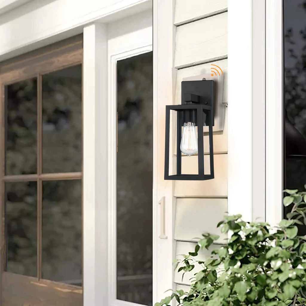 2 Pack Matte Black Waterproof Outdoor Wall Lights with Clear Glass Shade C9751