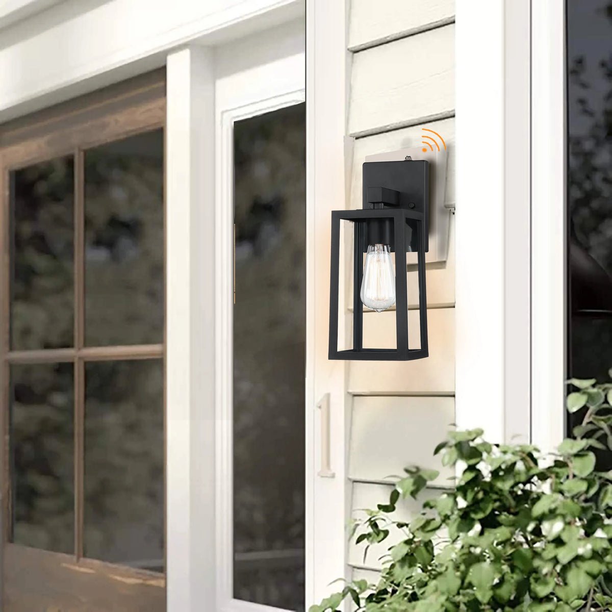 2 Pack Matte Black Waterproof Outdoor Wall Lights with Clear Glass Shade C9751