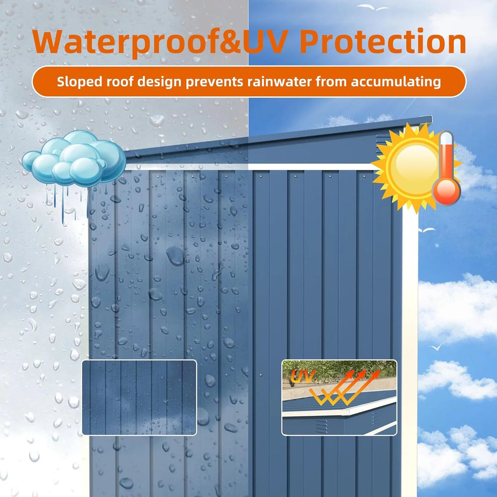 Blue White Metal Outdoor Storage Shed Q9499