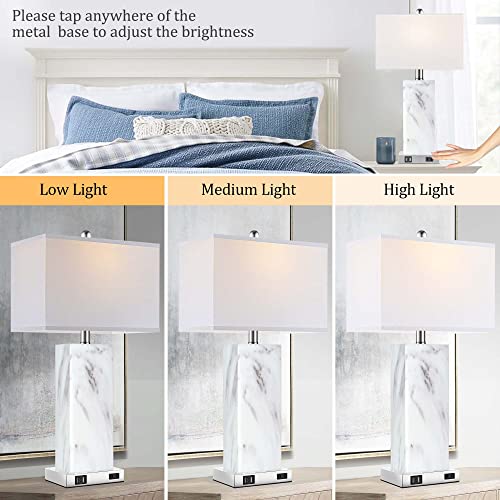Touch Control Table Lamps Set of 2 with USB Ports and AC Outlet J20834