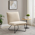 Beige Sherpa Accent Chair with Black Metal Legs X71889