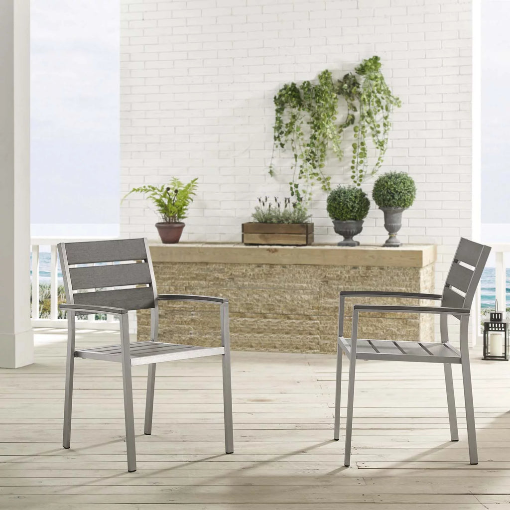 Silver Grey Aluminum Dining Chair Set of 2 I739