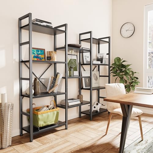 4 Tier Rustic Brown Bookshelf with 11 Open Shelves P100