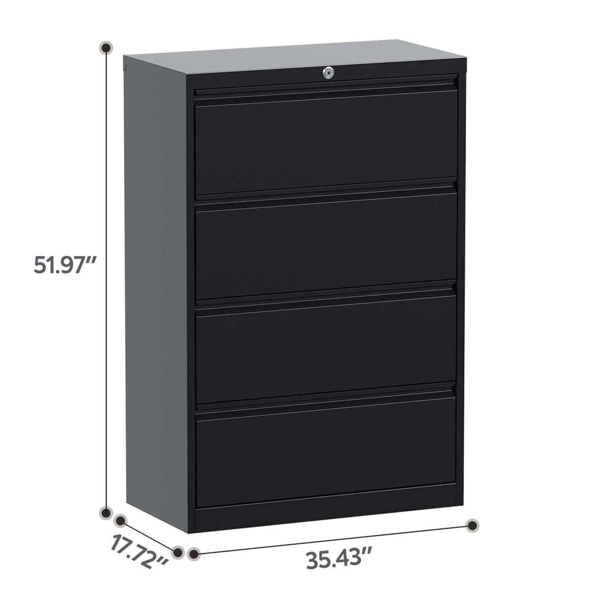 4 Drawer Black File Cabinet with Lock I5138