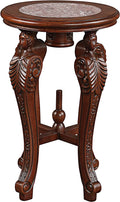 Marble-Topped Hardwood Pedestal Table I768