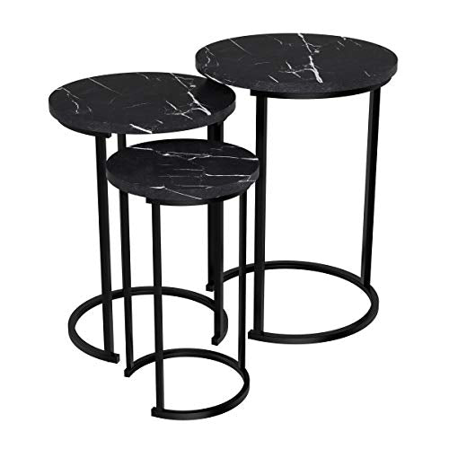 Set of 3 Round Faux Marble Nesting Tables S7446