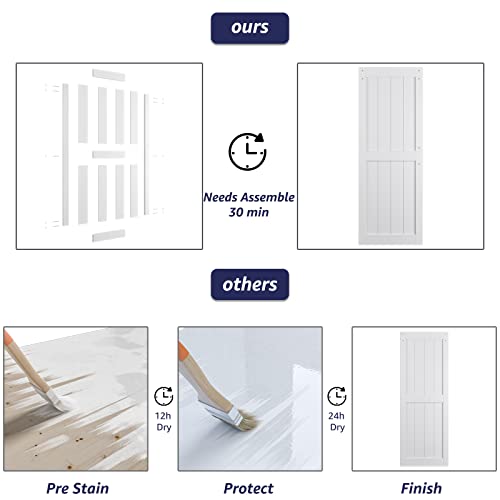 32in x 84in White MDF Sliding Barn Door with Hardware Kit L958004