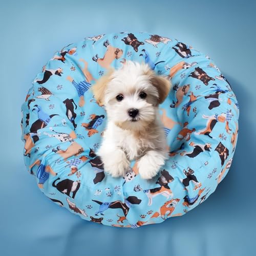 Elastic Edged Washable Round Dog Bed Cover with Christmas Pattern O205