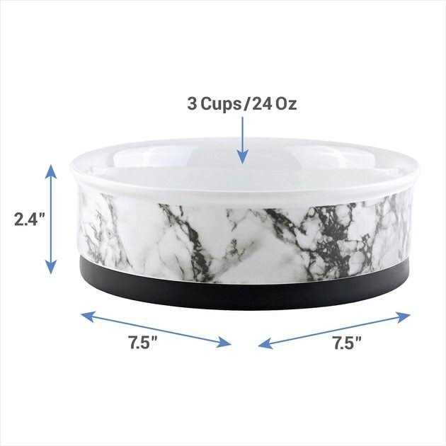 White Marble Pet Bowl Set of 2 X12985