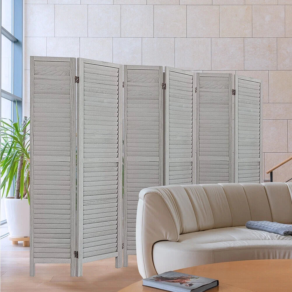 6 Panel Gray Wood Room Divider W272
