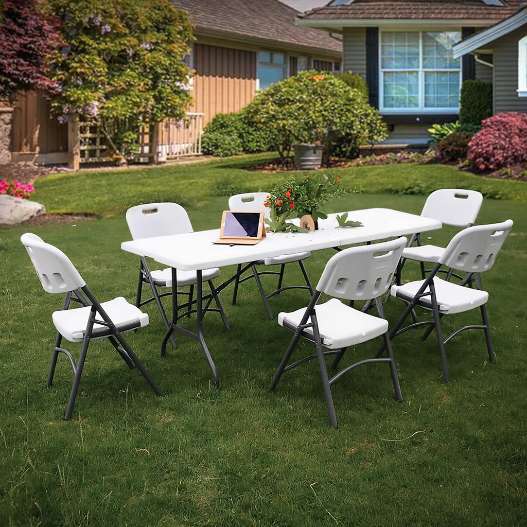 10 Pack 8Ft White Folding Plastic Utility Table N1596