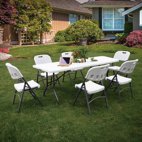 10 Pack 8Ft White Folding Plastic Utility Table N1596