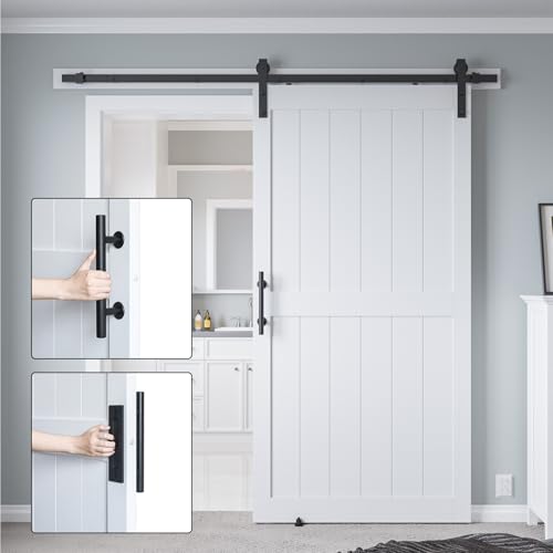 32in x 84in White MDF Sliding Barn Door with Hardware Kit L958004