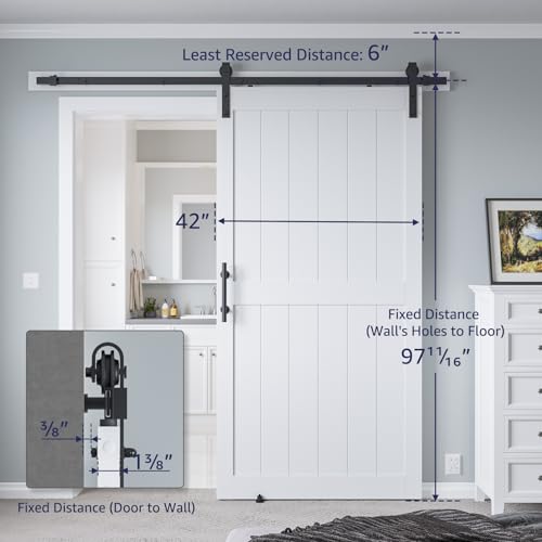 32in x 84in White MDF Sliding Barn Door with Hardware Kit L958004