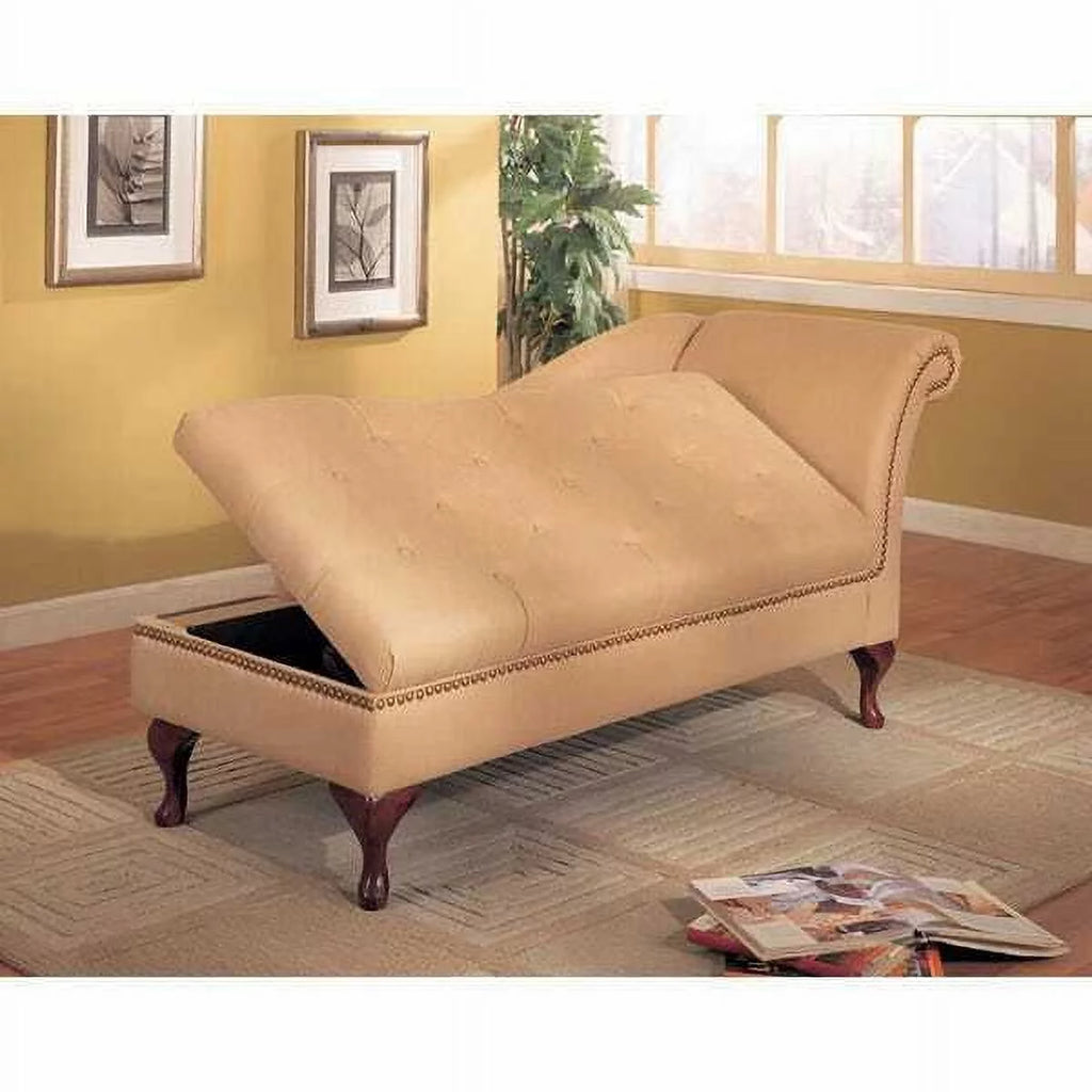 Tan Microfiber Chaise Lounge with Storage Z83419